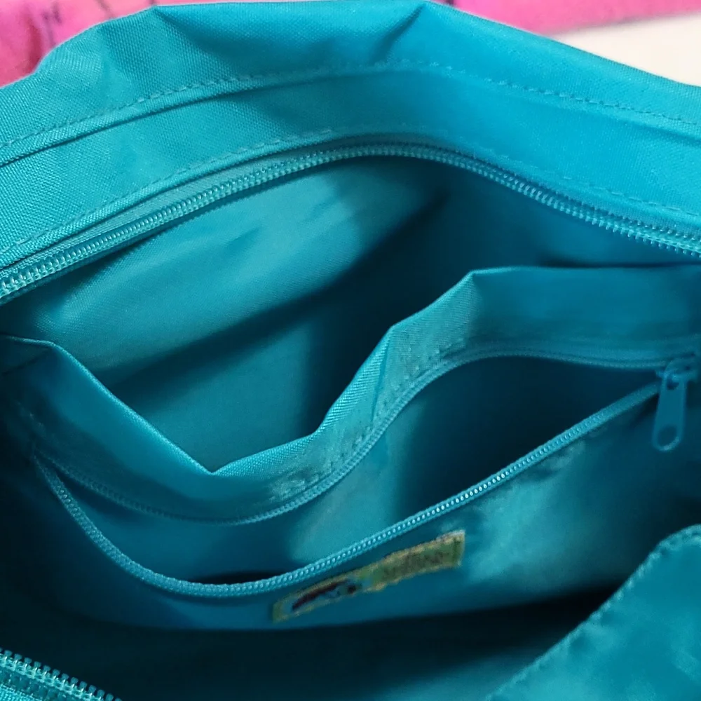 NEW Large Canvas Beach Tote Bag Butterfly Summer Living Turquoise Blue 2pc set